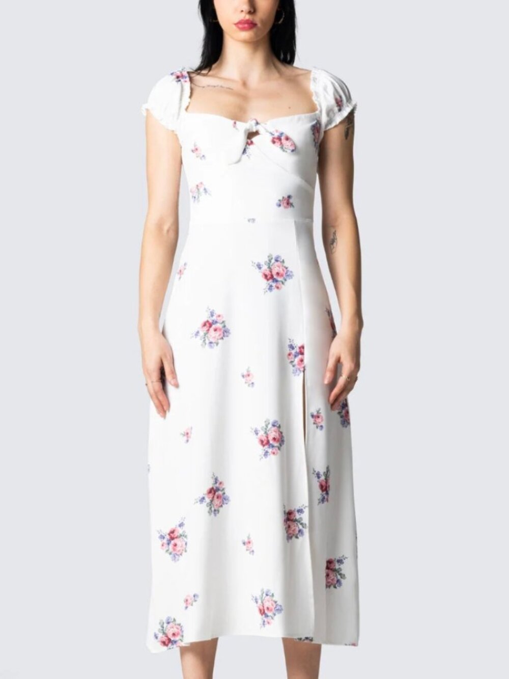 Crue White Floral Print Midi Dress BNNW